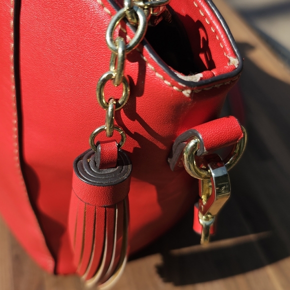 Anne Klein Red Satchel Shoulder Bag with Crossbody Strap Gold Hardware - Picture 5 of 14